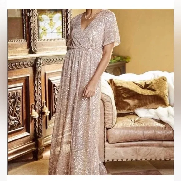 Altar'd State | Dresses | Altard State Rose Gold Sequin Maxi Dress |  Poshmark